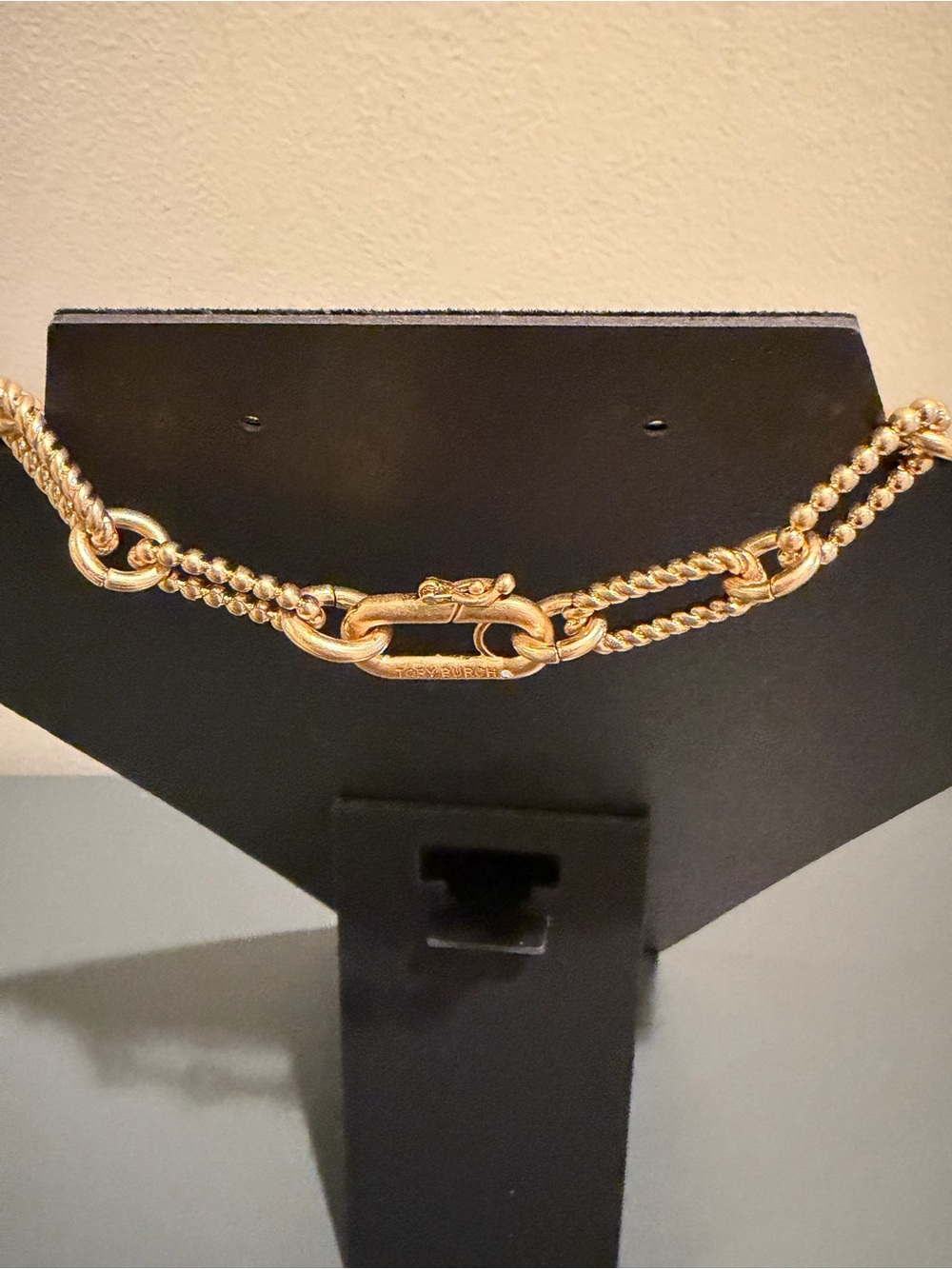 Tory Burch Gold Toned Logo Chain Necklace - Picture 3 of 5